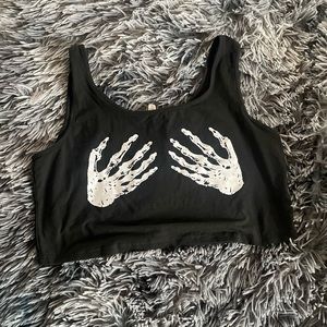 Black Boobie Skeleton Half Tank